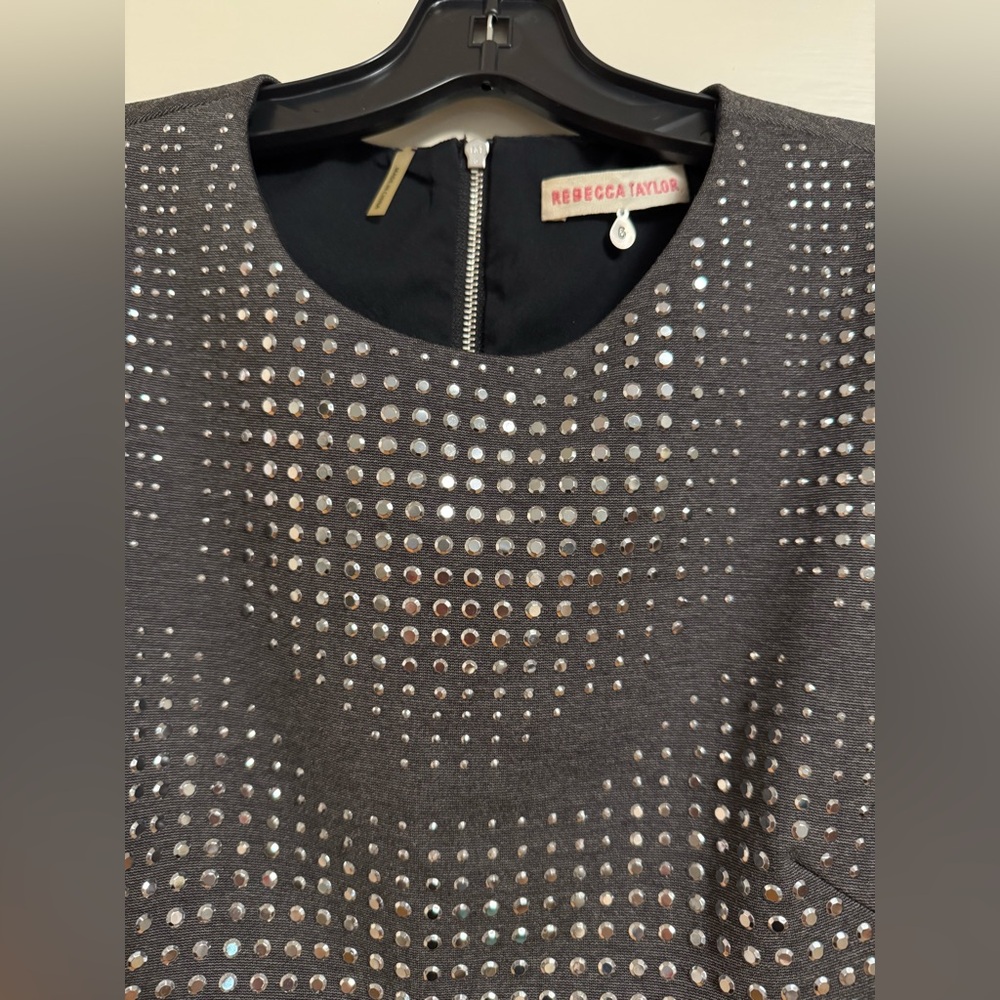 Rebecca Taylor Women’s dress size 6 grey with metallic studs - Picture 3 of 6